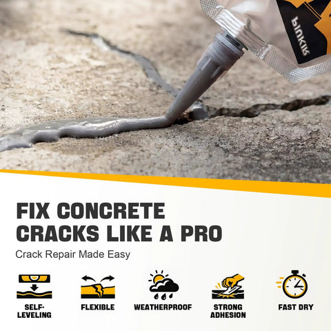 Application of Your Go To Self Leveling Cement And Concrete Crack Filler For Driveways Patios And Walkways With Oil Based Waterproof Quick Dry Repair Sealant For Garage Floors Foundations Basements And More In Gray