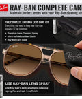 Square Shape Non Polarized Sunglasses For Men And Women With Light Brown Gradient Lenses Includes Official Eyewear Kit For Formal And Casual Wear Dope Modern Edge Frames For Everyday Style cleaning kit with Ray-Ban