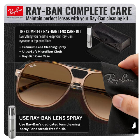 Square Shape Non Polarized Sunglasses For Men And Women With Light Brown Gradient Lenses Includes Official Eyewear Kit For Formal And Casual Wear Dope Modern Edge Frames For Everyday Style cleaning kit with Ray-Ban