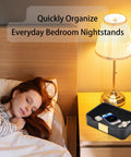 Leather Tray Desk Organizer For Jewelry Watches Keys And Small Essentials Must Have Luxury Nightstand And Entryway Storage Tray In Black With Stitched Edges And Metal Accents 8.5L X 5.7W X 1.8H on bedside