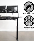 No Drill Clamp-On 36 Inch Mesh Under Desk Cable Management System, black, showing fire resistant and breathable features.