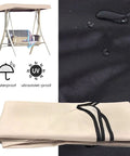 Beige 3 Seater Patio Swing Canopy Replacement Top Cover Waterproof Windproof Rainproof Sunproof 210D Oxford Cloth on swing