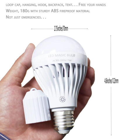 Hand holding Go To Rechargeable LED Light Bulbs With Remote Control Cordless Warm White Emergency Lamp For Home Power Outages 7W