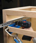 Person installing drawer slide using Drawer Slide Jig And Concealed Hinge Jig Kit For Cabinets And Desks, No Fuss Install Of Cabinet Slides