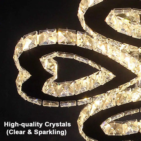 Close-up of Dope Crystal Flower Chandelier LED Ceiling Light Modern Flush Mount showing K9 crystal design.