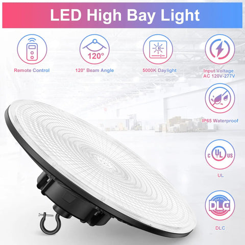 UFO LED High Bay Light 200W Dimmable Warehouse Shop Light 30000 Lumens 5000K Daylight White 800W MH HPS Equivalent details