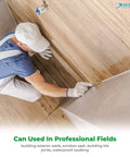 Person using Grout Caulk Finishing Tool Set With Assorted 4 Size Spreads For Smooth Sealant Application on wall tiles.