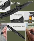 19 Piece Survival Kit For Outdoors Lovers Dope Fishing And Hunting Gadgets Included Essential Hiking Camping Gear showing knife and pen functions