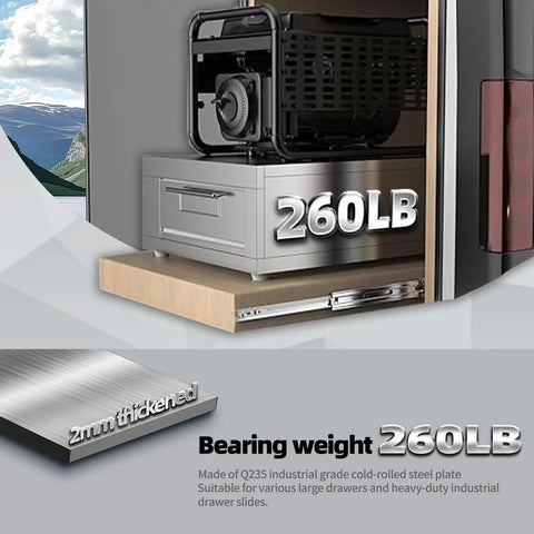 Beefy 260 Lbs Heavy Duty Drawer Slides Full Extension Ball Bearing Side Mount for Cabinets and Tool Boxes, close-up of weight capacity