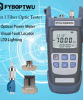 FYBOPTWU 3-in-1 fiber optic tester with optical power meter, VFL locator and LED; blue handheld device