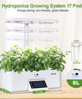 Dope Seventeen Pod Hydroponic Growing System With Dual Fans And 24W Full Spectrum Grow Light Smart Control Panel indoors