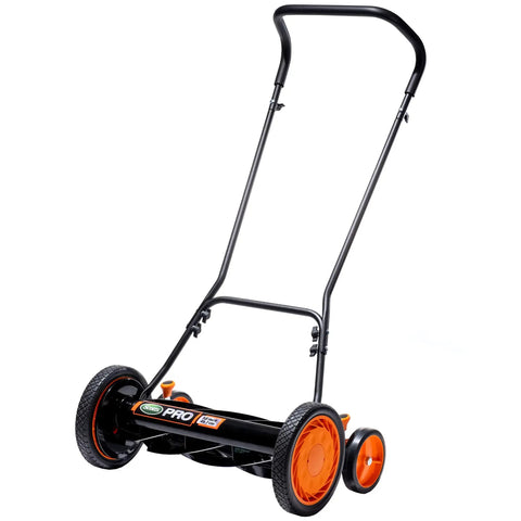 Old School 18 Inch Manual Reel Mower With 7 Blade Ball Bearing Reel Push Style Adjustable Cutting Height From 1 To 3 Inches