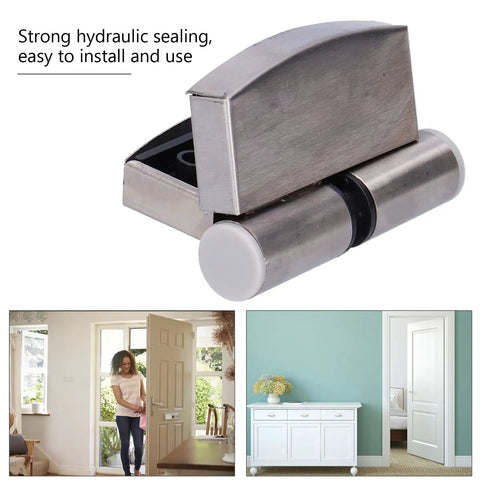 Stainless Steel Hydraulic Door Hinge Set For Right Opening Interior Doors 2 Pack with Gravity Closing and Rubber Pad