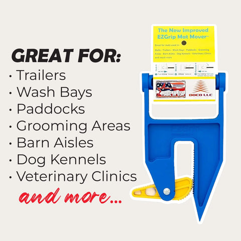 Blue EZGrip Mat Mover for moving heavy stall mats; USA-made
