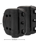 Heavy Duty Self Closing Gate Hinges With Adjustable Tension Springs For Square Post Vinyl PVC And Wood Pool Safety Hinge Built To Last With Swing Close 185 Pound Rating SHC135 Black Safetech, front view with measurements