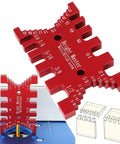 Heavy Duty Aluminum Dovetail Jig And Tenon Caliper Card Gauge For Woodworking Projects showing dual scale measurements on a red gauge.