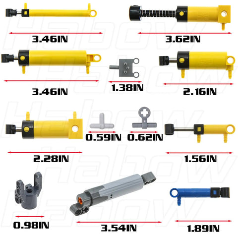 Pneumatic Technic Parts Kit For Lego Builders 19Pcs Compatible With Pneumatic Cylinders, air pumps, switch, rods, hose, actuators