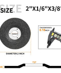 2 Inch Die Grinder Wheel Set, Fifteen Piece T27 Aluminum Oxide Grinding Discs with dimensions and thickness shown