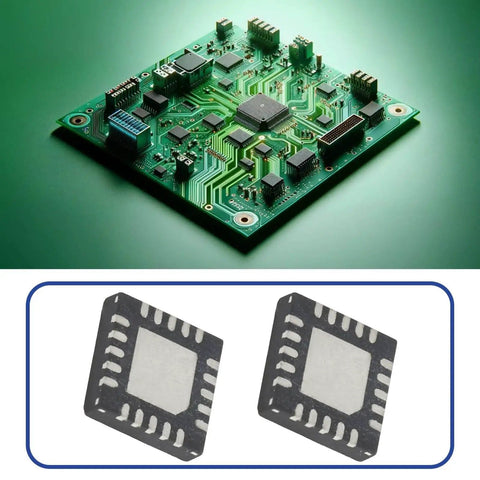 Two Pack 20 Pin Power IC Chips TPS51285ARUKR TPS51285A for electronic projects, shown with circuit board, on white background