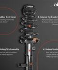 Front And Rear Complete Struts With Coil Spring Assembly For Honda Civic 2006 2011 And Acura CSX 2006 2011 Replacement Suspension Shock Absorber Kit showing features like rubber dust cover, internal hydraulic oil, and bottom brackets.