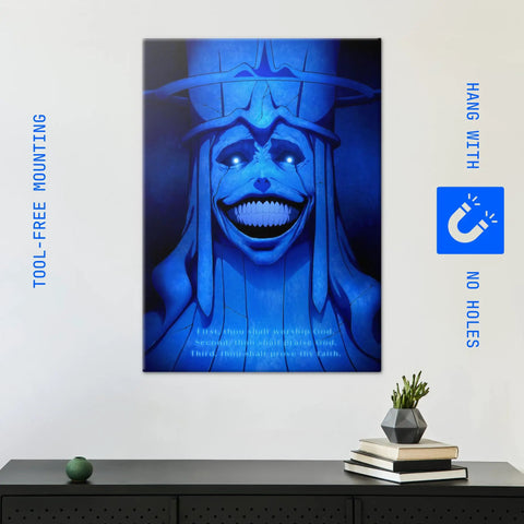 Legendary Solo Leveling God Statue Printed Metal Poster For Gamers And Anime Crew rust free wall art on white wall.
