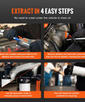 Heavy Duty 6.5 Liter Oil Extractor Pump Featuring Pneumatic And Manual Modes To Drain Motor Fluids Fast On The Shop Floor in four easy steps.