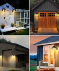 2 Pack Solar Barn Lights Outdoor Wall Sconces With Motion Sensor And 3 Lighting Modes, illuminating various outdoor buildings