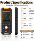 Beam Detector Rangefinder, Stud Finder Wall Scanner with Smart Sensors, showing compact design and display specifications.