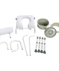 Deluxe Padded Shower Chair With Arms And Commode Opening Waterproof Seat And Backrest 300 Lb Weight Capacity Knock Down Design parts