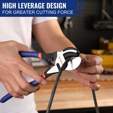 Heavy Hitting High Leverage Cable Cutter Tough As Nails Chrome Vanadium Steel Wire Shear cutting through thick wire with ease.