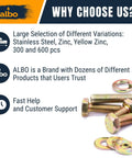 600 Piece Hex Bolt and Nut Set With Grade 5 Yellow Zinc Plated 1/4 20 5/16 18 3/8 16 Bolts And Nuts Plus Flat And Spring Washers Case Included For DIY Projects And Professional Work From ALBO shown with fasteners and washers