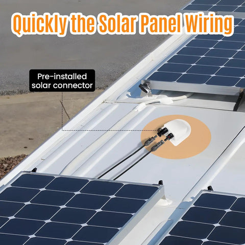 Solar Cable Entry Gland Kit With 10 AWG Cable And UV Resistant Dual Entry Housing For RV Boat Yacht Roofs White 0.3ft Flexible Length Options 0.5ft 3ft 5ft 10ft 20ft Easy Install Weatherproof Solar Connector on RV roof
