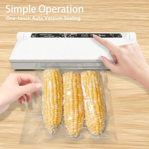 One Touch Fully Automatic Vacuum Sealer For Food Dual Use Dry And Wet With Super Strong Suction And Easy One Button Use Includes 40 Bags sealing corn