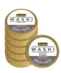 Gold Glitter Washi Tape Pack of 6, Decorative Rolls for Planners, 0.59 in x 196 in, stacked showing glitter texture and labels