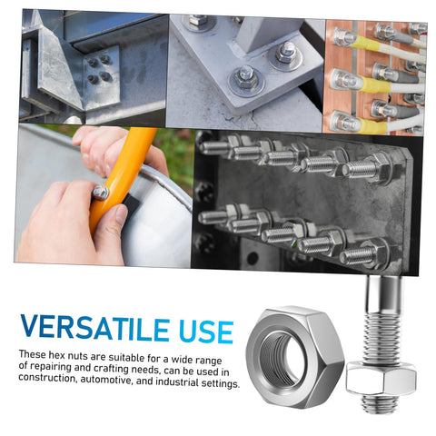 200 Piece Stainless Steel Hex Nuts Heavy Duty Hardware Fasteners For Repair Assembly And Fabrication Jobs in various settings.
