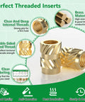 180Pcs Threaded Inserts Kit M2 M2.5 M3 M4 M5 With Knurled Brass Heat Set Nuts for Plastic and 3D Printing Projects