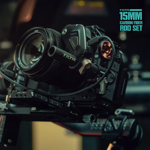Camera rig with 2 Pack 20cm Carbon Fiber Rods 15mm For Rail Support System Lightweight Ultra Strong UV Resistant Coated Matte Black Finish