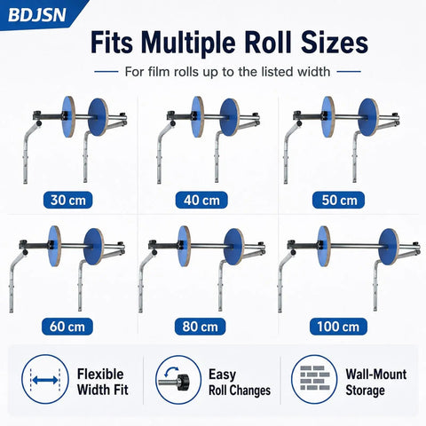 Straight Up Wall Mount Bubble Wrap Dispenser And Rock Solid Foam Roll Holder For Pro Level Packing Stations That Free Up Bench Space And Keep Your Shipping Supplies Neat And Ready To Ship Anytime multiple roll sizes visualization