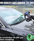 Compact Pressure Washer Gun With 3 Eighths Inch Smooth Swivel And 1 Quarter Inch Quick Connect spraying on car windshield