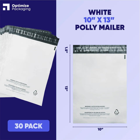 10x13 Heavy Duty Poly Mailers 30 Pack White 3 Mil Waterproof Tear Resistant Self Sealing Shipping Bags For Small Business And Clothing Great For Ecommerce Shipping Clothes And Accessories