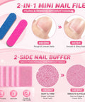 2-in-1 mini nail file and 2-side buffer from 20 Piece Disposable Press On Nail Prep Kit With Files And Buffers Nail Glue And Remover Adhesive Tabs Prep Pads Sticks Alcohol Wipes Holographic Bag For At Home DIY Nail Biz