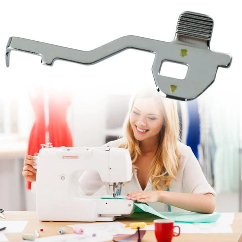Needle Guard Replacement Metal Part For Serger And Sewing Machine XB0309001 shown above person using sewing machine