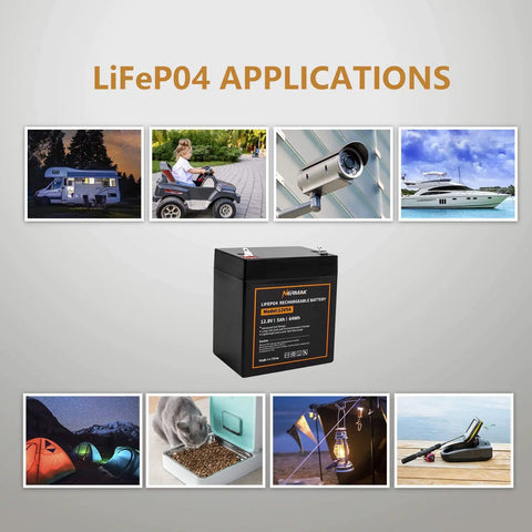 12V 5Ah LiFePO4 Deep Cycle Battery With Built In 6A BMS for solar power and various outdoor applications