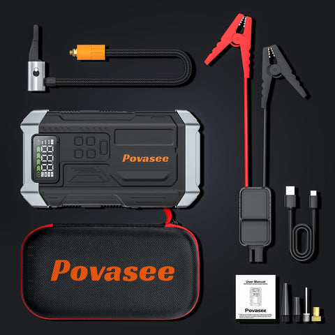 All In One 5000A Jump Starter With Air Compressor And 150 PSI Tire Inflator Portable 12V Jump Box With LCD Display