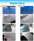 Before and after images showing dent removal with Auto Body Paintless Dent Repair Kit With 1.38kW Dent Puller Digital Display.
