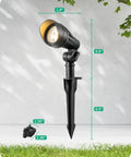 Low Voltage LED Landscape Lights 4 Pack, 3.2W 240LM, spotlight dimensions on grass background