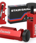 Tall Stair Gauges For Framing Square With Holder And Carabiner Pro Grade Metal Stair Stringer Layout Tool in red anodized aluminum