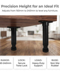 Adjustable Cabinet And Table Legs With Locking Buckle No Tool Height Adjust Easy Setup Plastic Pillar Feet For Uneven Floors