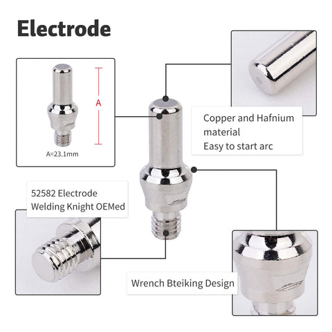 45 Piece Plasma Cutting Torch Tip Nozzle Set For PT60 IPT60 PT40 IPT40 Series 1.0mm electrode detail, copper hafnium material