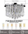 Seven Light Crystal Chandelier Pendant Ceiling Light With Sparkling K9 Crystals Modern Flush Mount Glam Fixture